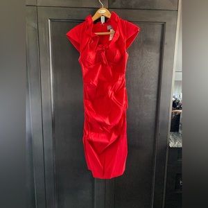 Red midi dress